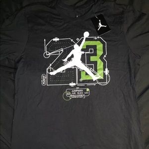 Jordan T-Shirt Black White And Green With  23